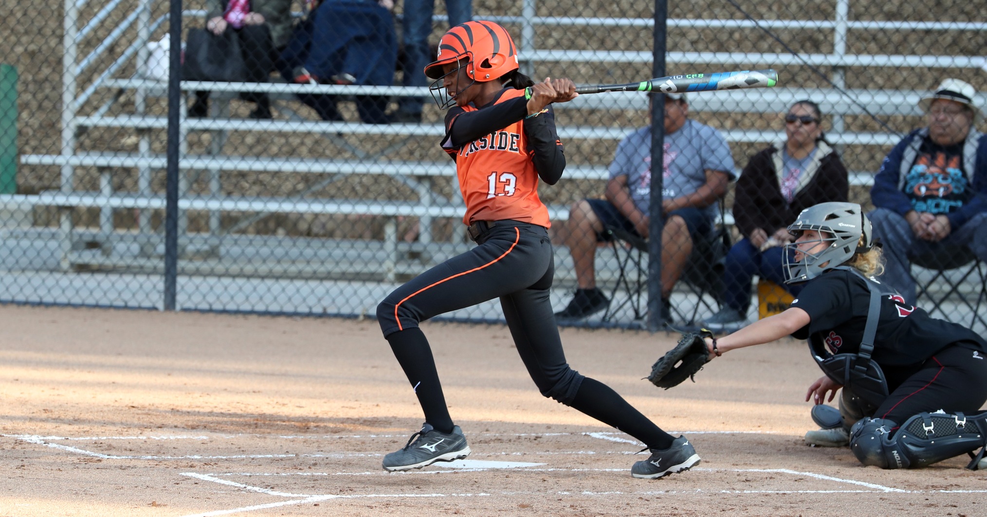 Karter Williams extended her hitting streak to 14-consecutive games by punching in a 3-for-3 night at the dish with three runs scored and an RBI in a victory over SDCC on Tuesday night. (Photo by Bobby R. Hester)